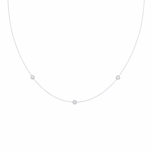 Round Lab Diamonds set in White Gold Triple Diamond Station Necklace (Main View)