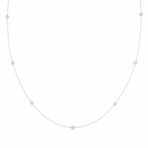 White Gold 7 bezel cosmopolitan necklace made with man made diamonds ADA Diamonds ad design number 228