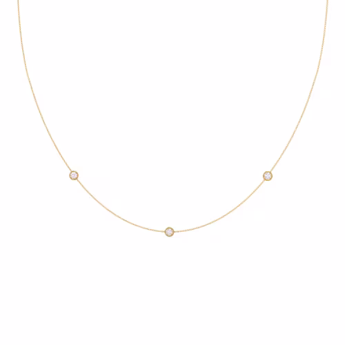 Round Lab Grown Diamonds set in Yellow Gold Triple Bezel Floating Cosmopolitan Necklace (Main View)