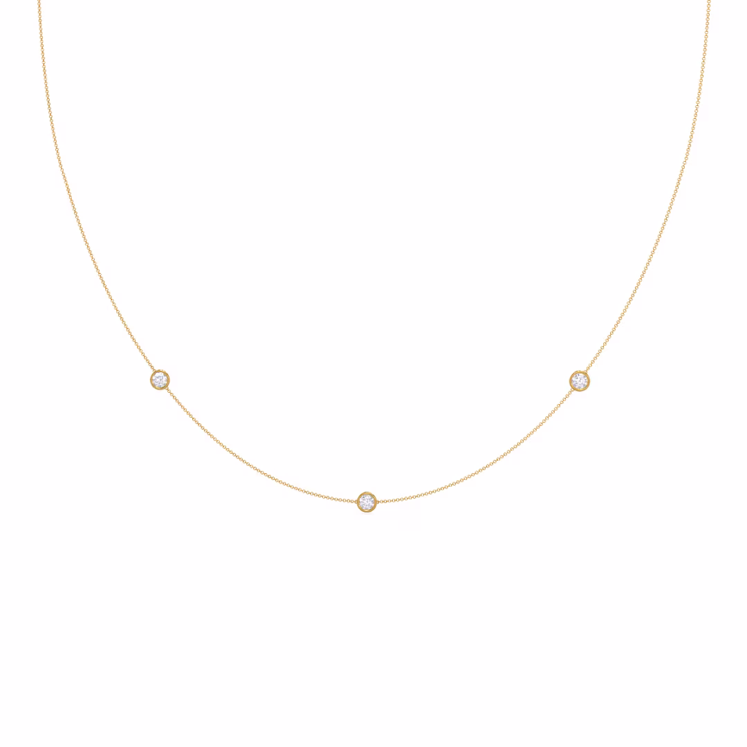 Round Lab Grown Diamonds set in Yellow Gold Triple Bezel Floating Cosmopolitan Necklace (Main View)