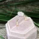 2.25 Carat Man Made Diamonds set in Platinum & 18kt Yellow Gold Oval Six Prong Solitaire (Profile View)