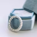Prong Set Lab Diamond Eternity Band Profile View In Box AD081