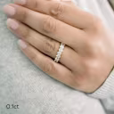 two carat oval cut lab diamond eternity band in yellow gold ada diamonds design ad 193 on model