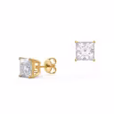 2 ctw Princess Stud Earrings in yellow gold made with laboratory grown diamonds ADA Diamonds ad design number 002