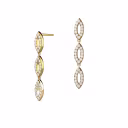 Round Diamonds Marquis Shaped Pavé Diamond Drop Earrings in Yellow Gold (Main View)