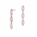 Round Lab Grown Diamonds set in Rose Gold Marquise Three Drop Earrings (Main View)
