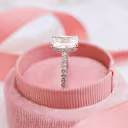 lab grown diamond engagement ring with radiant center stone