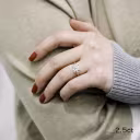Three Carat Round Classic Four Prong Solitaire Engagement Ring in Platinum with Lab Grown Diamonds Ada Diamonds Design Number 144 On Model