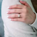 platinum 2 carat cushion and trapezoid three stone lab diamond engagement ring ada diamonds design ad 475 on model