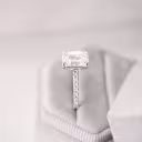 emerald cathedral pave engagement ring in platinum