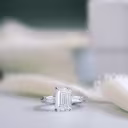platinum four ct emerald cut lab created diamond engagement ring with baguette side stones ada diamonds design ad 464 macro
