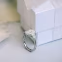 platinum four carat emerald cut and tapered baguette three stone lab diamond engagement ring ada diamonds design ad 464 profile view