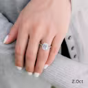 Exceptional Quality 2.0 ct Synthetic Diamonds set in Platinum Emerald Halo Pavé Diamond Engagement Ring (Main View)