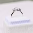 oval and round setting in platinum featuring a trellis basket set with oval and round laboratory grown diamonds