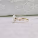 Two Tone Rose and White Gold 3 Carat Pear Cut Lab Diamond Engagement Ring in Cathedral Pavé Setting Ada Diamonds Design AD-355 Side View