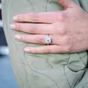 Custom Floral Lab Diamond Halo Engagement Ring with Channel Set Band in Platinum on Model Ada Diamonds AD-179