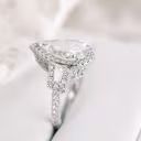 Platinum Custom 7 Carat Wedding Set with Pear and Baguette Lab Diamond Engagement Ring and Nesting Band Ada Diamonds Design AD-179 on Model