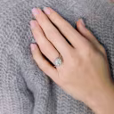 Platinum 1.75 Carat Antique Style Halo Engagement Ring with Lab Created Diamonds Ada Diamonds Design AD-179 on Model