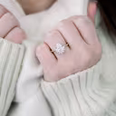 White Gold 2 ct Pear Lab Created Diamond Ring with Custom Half Halo Ada Diamonds Design AD-179 on Model