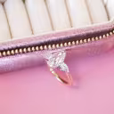 3.5 ct Synthetic Diamonds set in Pear Three Stone Diamond Engagement Ring (Side View)