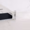 Platinum 3ctw Emerald Cut Diamond Half Eternity Band in Platinum featuring 3.0 ctw Lab Diamonds (Side View)