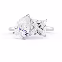 High Quality 2.0 ct Man Made Diamonds Toi et Moi Lab Diamond Engagement Ring in 18k White Gold (Main View)