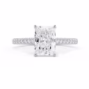 White Gold Radiant Cathedral Pavé Diamond Engagement Ring featuring Hand Selected Lab Created Diamonds (Main View)
