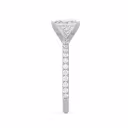 Diamonds set in White Gold Princess Classic Four Prong Pavé Diamond Engagement Ring (Side View)