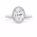 2.0 ct Lab-Created Diamond Oval Single Halo Engagement Ring in 18k White Gold - Product AD-416