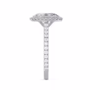 Lab Diamonds set in White Gold Oval Halo Pavé Diamond Engagement Ring (Side View)