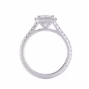 Hand Selected Lab Created Diamonds Emerald Halo Pavé Setting in White Gold (Profile View)