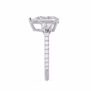 White Gold Pear Three Stone Pavé Diamond Engagement Ring featuring Lab Diamonds (Side View)