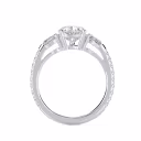 Lab Diamonds set in White Gold Pear Three Stone Pavé Diamond Engagement Ring (Profile View)