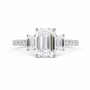 Diamonds Emerald Three Stone Pavé Setting in White Gold (Main View)