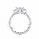 High Quality Diamonds set in White Gold Emerald Three Stone Pavé Diamond Engagement Ring (Profile View)