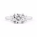 White Gold Cushion and Trapezoid Diamond Engagement Ring featuring Lab Diamonds (Main View)