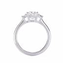 Diamonds Cushion and Trapezoid Diamond Engagement Ring in White Gold (Profile View)