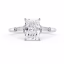 Exceptional Quality Lab Diamonds Radiant and Baguette Diamond Engagement Ring in White Gold (Main View)