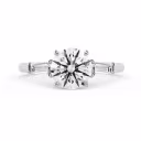 White Gold Round and Baguette Diamond Engagement Ring featuring Lab Created Diamonds (Main View)