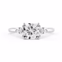 Lab Diamonds Cushion and Trillion Diamond Engagement Ring in White Gold (Main View)