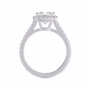 White Gold Cushion Halo Pavé Setting featuring Lab Diamonds (Profile View)