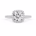High Quality Lab Diamonds Cushion Halo Pavé Diamond Engagement Ring in White Gold (Main View)