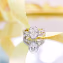 Platinum Oval Halo Pavé Setting featuring 1.5 Carat Diamonds (Main View)