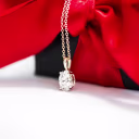 1.0 Carat Lab Created Diamonds set in 14 Karat Yellow Gold Classic Oval Pendant (Side View)