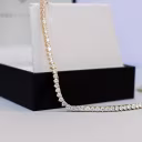 18k Yellow Gold 14ctw Lab Diamond Tennis Necklace in 18k Yellow Gold featuring 14.0 ct Round Man Made Diamonds (Main View)