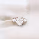 Rose Gold Oval and Pear Diamond Engagement Ring featuring Hand Selected 4.25 Carat Lab Diamonds (Main View)
