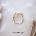 Yellow Gold Pear Three Stone Setting featuring Hand Selected 2.0 Carat Diamonds (Profile View)