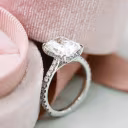 3.0 Carat Diamonds set in Platinum Radiant Cathedral Pavé Setting (Profile View)