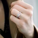 1.75 ctw Diamonds set in Platinum Emerald Cathedral Pavé Diamond Engagement Ring (Main View)