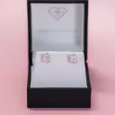 Rose Gold Princess Cut Stud Earrings featuring 1.0 ct Diamonds (Main View)